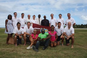 The Fleet Street Exiles, with Minister of Sports Mervyn Richards, and representatives from AUA, the WICB and The Tourism Authority (Large)
